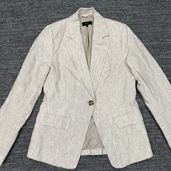 Quince Blazer Women XS Beige Flax European Linen Structured Jacket Formal Career - Picture 1 of 11